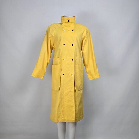 Vintage Jackets & Blazers - Vintage Sports Crest Utex Yellow Snap Front Rain Jacket Size S/M